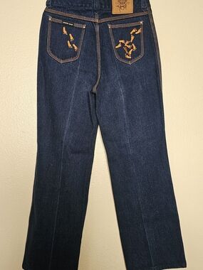 Vintage Union Gap Ultra High Rise Embroidered Barefoot Feet Jeans Waist 29